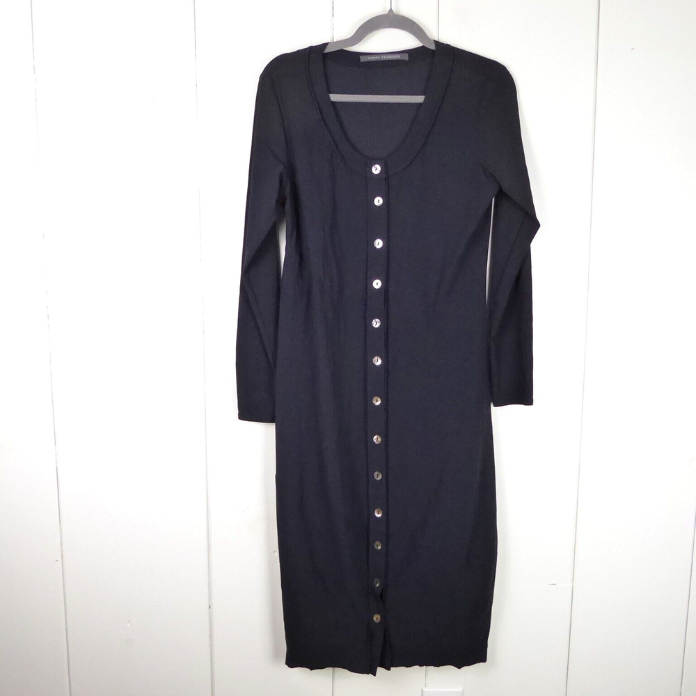 Elemente Clemente Dress Womens SZ 1/S Button UP Long Sleeve Minimalist LBD Read